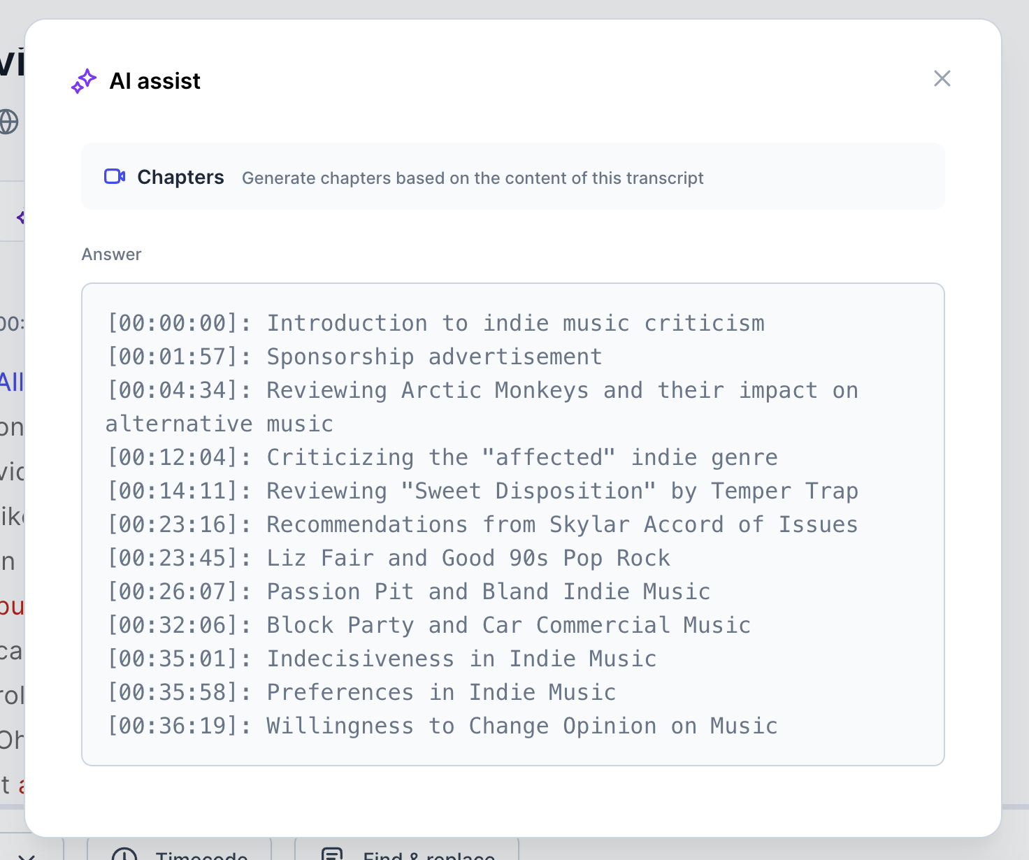 Chapters in Transcripts