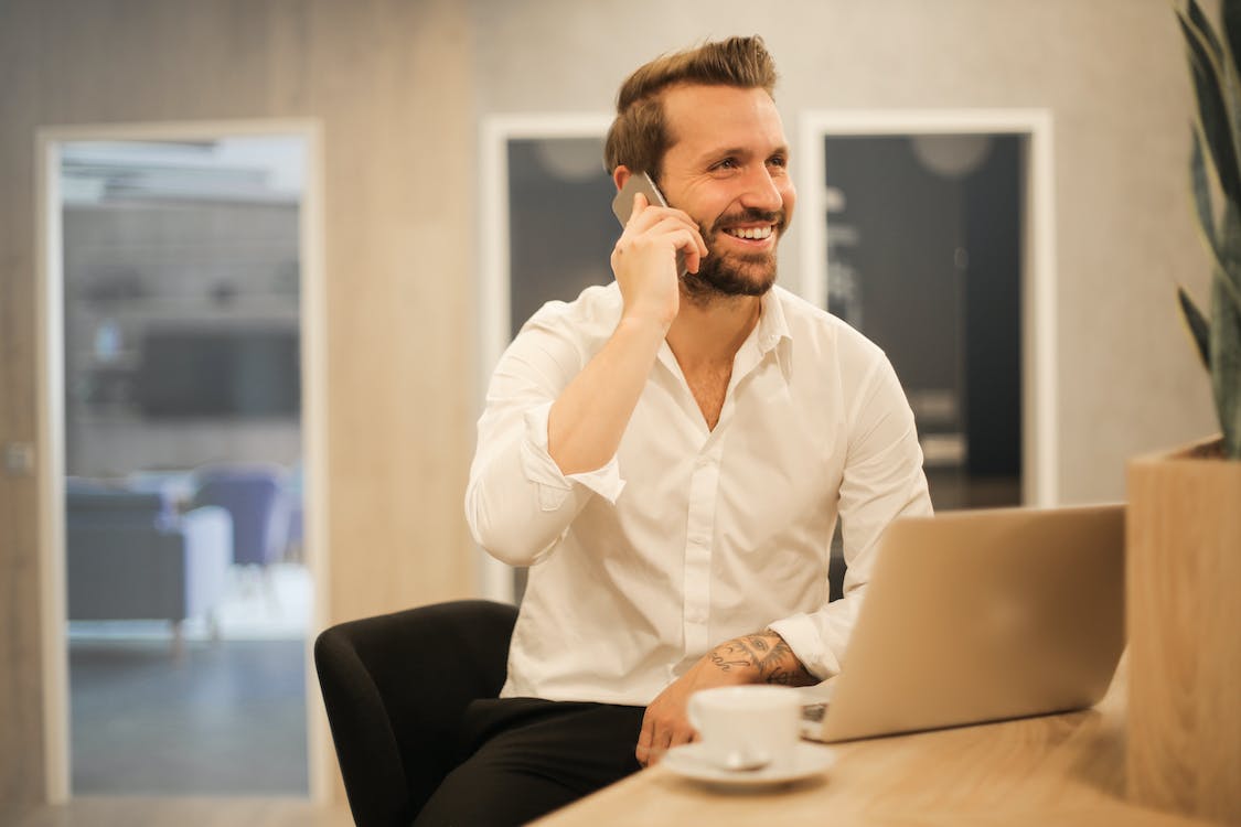 A man working caption for meetings