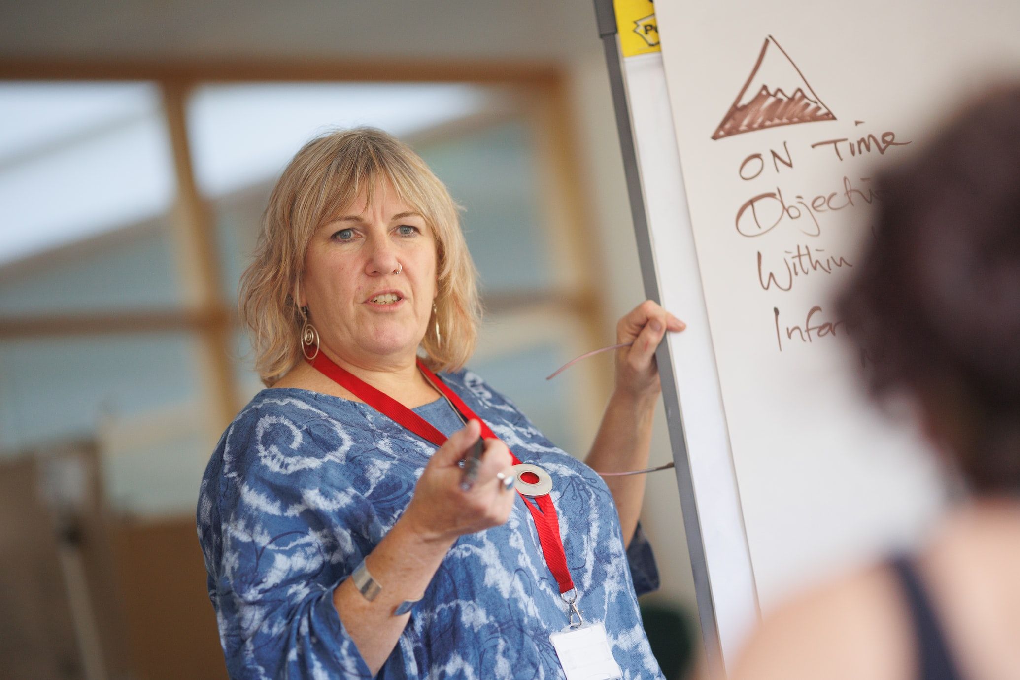 A teacher in the classroom helping student become a better version of themselves